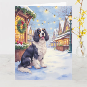Cartão Cocker Spaniel Aldeia Nevada Arte de Natal