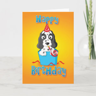 Cartão cocker spaniel - box - happy birthday