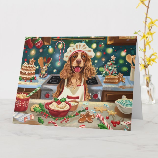 Cartão Cocker Spaniel Confeitaria de Feriado: Natal Festi (Flor Amarela)