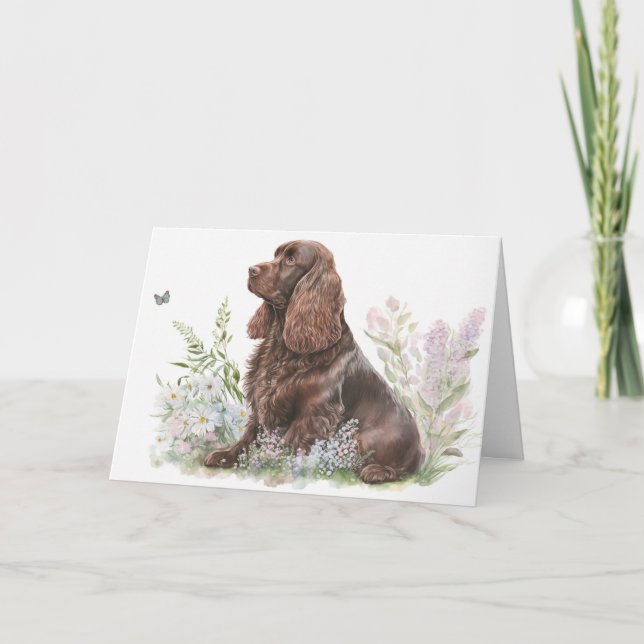 Cartão Cocker Spaniel de Chocolate de Aniversário  (Frente)