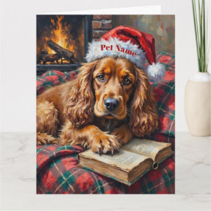 Cartão Cocker Spaniel História de Natal Chapéu