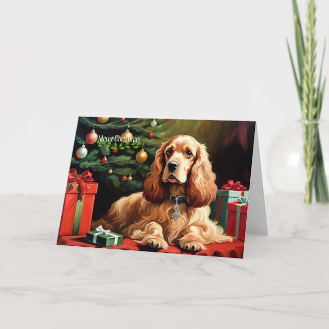 Cartão Cocker Spaniel Natal (Frente)