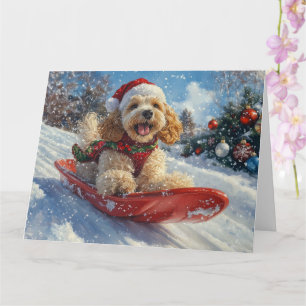 Cartão Cocker Spaniel no Trenó 'Deixe Nevar' Natal