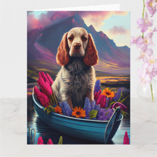 Cartão Cocker Spaniel num Remo: Uma Aventura Cênica