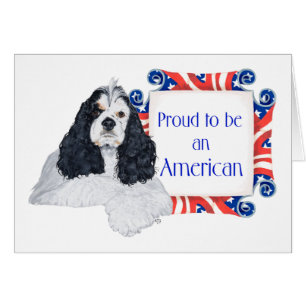 Cartão Cocker Spaniel Patriótico Americano
