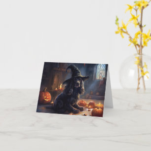 Cartão Cocker Spaniel Pumpkins Halloween Assustado