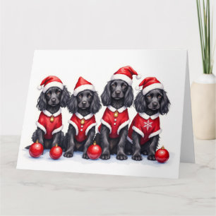 Cartão Cocker Spaniel Vestido de Natal Chapéu do Papai No