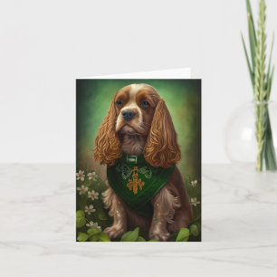 Cartão Cocker Spaniel vestido para o Dia de São Patrício