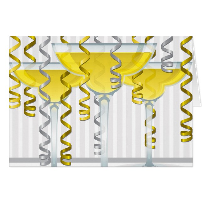 Cartão cocktail amarelo e fita (Frente horizontal)