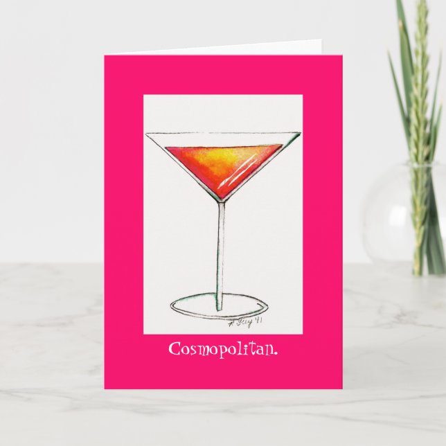 Cartão Cocktail Cosmopolita Cosmo Cocktail NYC Notecard (Frente)