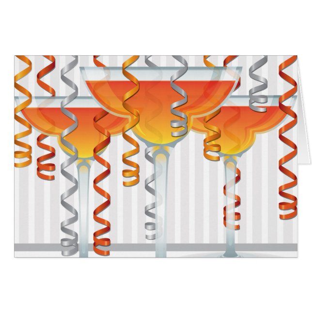 Cartão cocktail e fita de cor laranja (Frente horizontal)