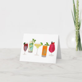 Cartão Cocktails de Aquarela e Bebidas Festas