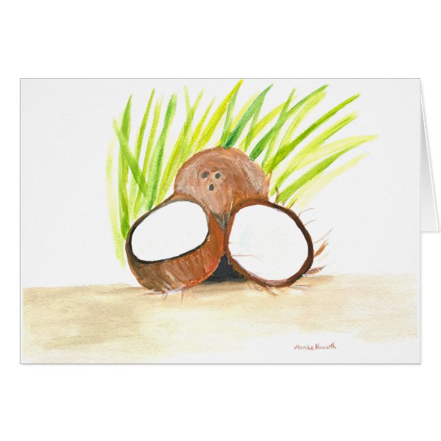 Cartão Coconuta fruta aquarela (Frente Horizontal)