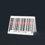 Cartão Código de barras de aniversário 18 com placa laser<br><div class="desc">Laser vermelho no código de barras para o 18º aniversário.</div>