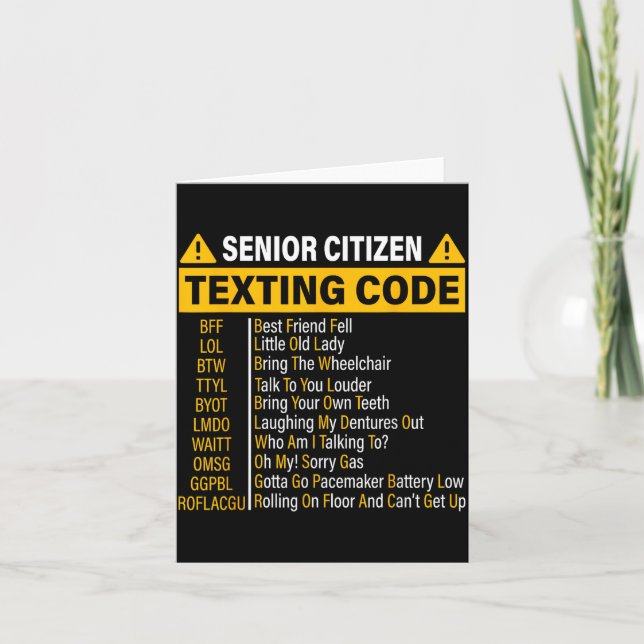 Cartão Código de SMS para Idosos Divertido Pessoa Idosa L (Frente)