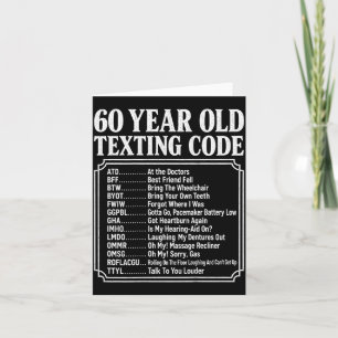 Cartão Código de texto de 60 anos de idade no verso