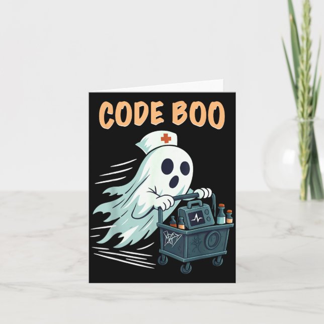 Cartão Código Fantasma Boo Na Uti Presente De Enfermagem  (Frente)