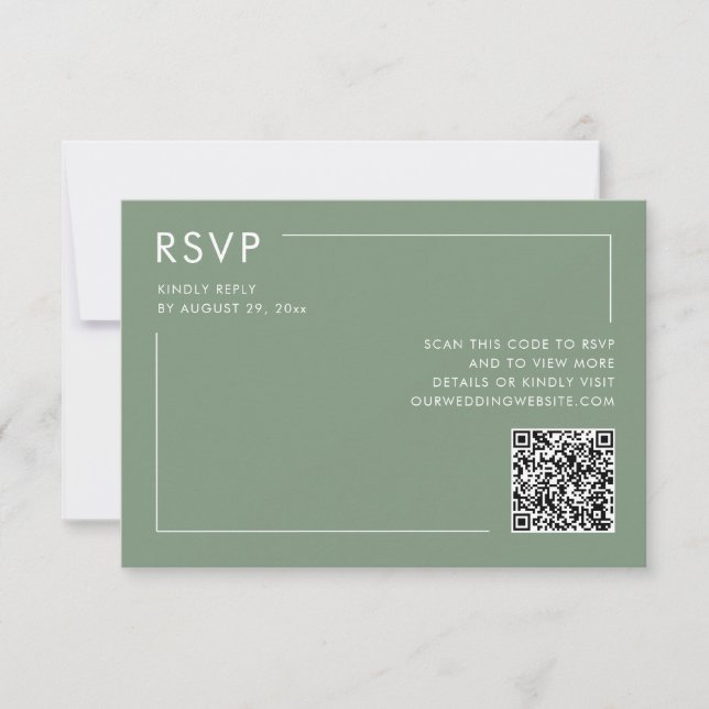 Cartão Código QR de Foto Verde Salvia Envio de RSVP de Ca (Frente)