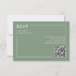 Cartão Código QR de Foto Verde Salvia Envio de RSVP de Ca