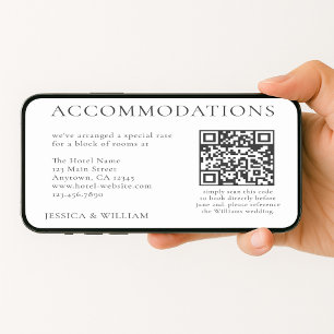 Cartão Código QR de Hospedagem Minimalista para Casamento
