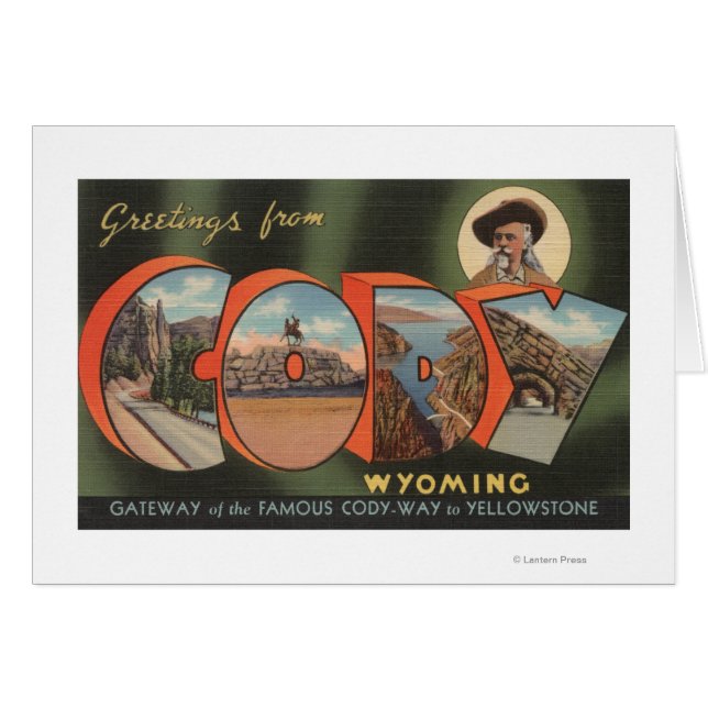Cartão Cody, WyomingLarge - Letra ScenesCody, WY (Frente Horizontal)