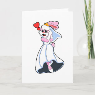 Cartão Coelhinho com Vestido de Casamento e Coroa