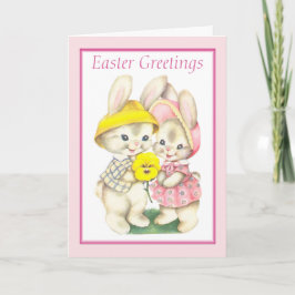 Cartão Coelhinho da Páscoa Bonito Vintage