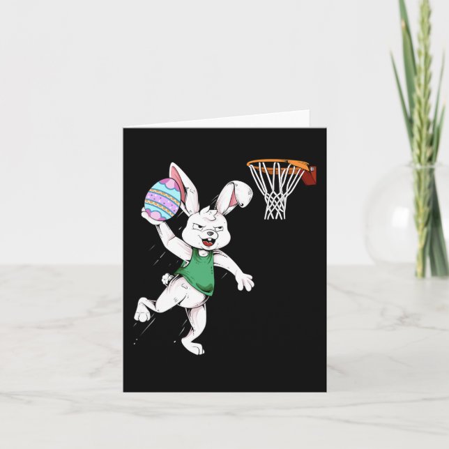 Cartão Coelhinho de Coelhos Homens Coelhos Dunking Basket (Frente)