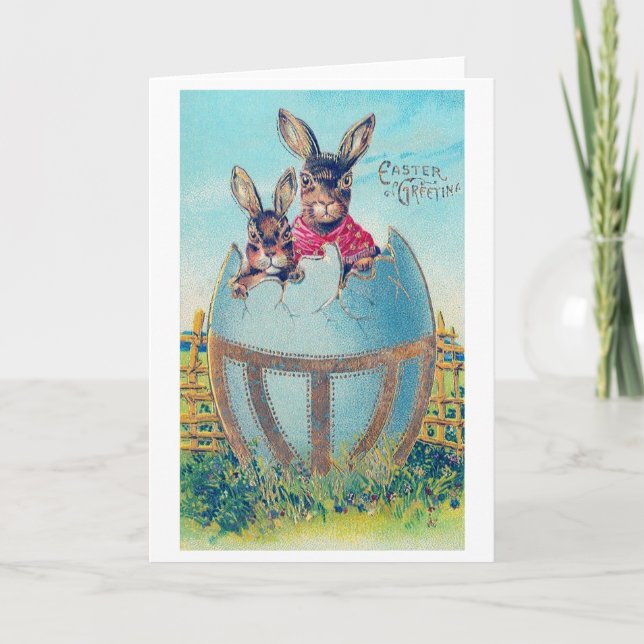 Cartão Coelhinho de Páscoa e Ovo Grande Decorado (Frente)