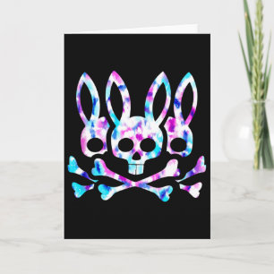 Cartão Coelhinho de Páscoa Engraçado Retro Tie Dye Bunny