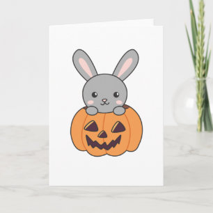 Cartão Coelhinho De Pumpkin Cute Bunnies Feliz Halloween