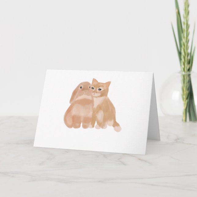 Cartão coelhinho e gato! (Frente)