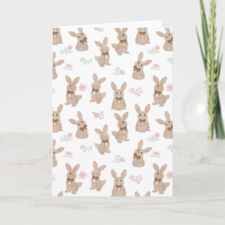 Cartão Coelhinho Floral de Flores Silvestres Laço Coquett