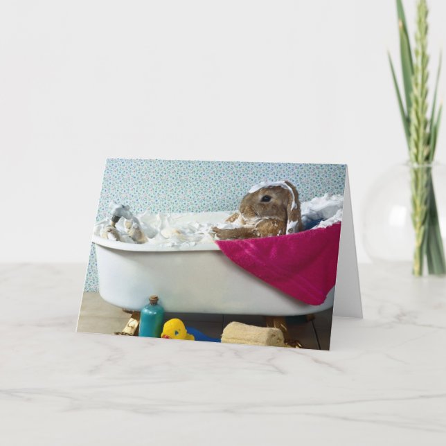 Cartão Coelhinho Na Placa De Dia de as mães Do Tubo (Frente)