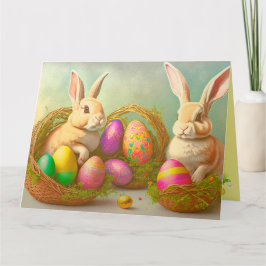 Cartão Coelhinhos De Páscoa Na Coleção De Cestos