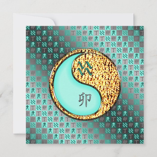 Cartão Coelho Aquário e Fogo (Frente)