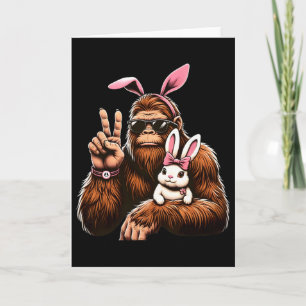 Cartão Coelho Bigfoot Dia da Páscoa Engraçado Sasquatch