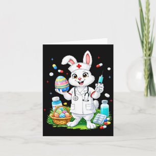 Cartão Coelho Bonito Bunny Enfermeira RN CNA UTI Páscoa H