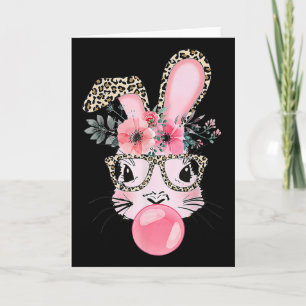 Cartão Coelho Bunny com Estampa de Leopardo Soprando Chic