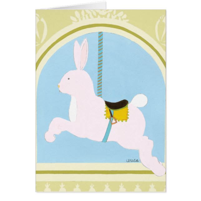 Cartão Coelho Carousel de June Erica Vess (Frente)