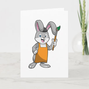 Cartão Coelho como Pintor com Pincel