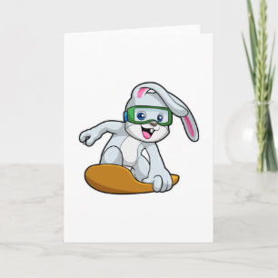 Cartão Coelho como Snowboarder com Snowboard