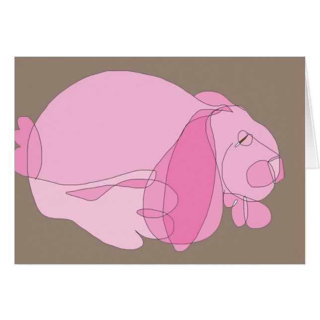 Cartão Coelho cor-de-rosa (Frente Horizontal)