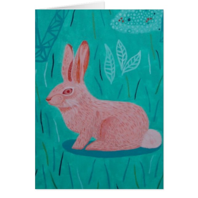 Cartão coelho cor-de-rosa (Frente)