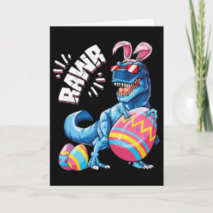 Cartão Coelho da Páscoa Dinossauro T Rex Ovos Meninos Cri