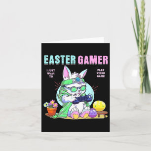 Cartão Coelho da Páscoa Divertido Gamer Video Game Menino