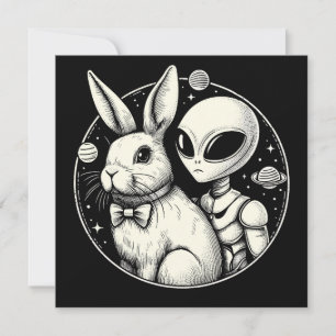 Cartão Coelho da Páscoa e OVNI da Alienígena Espacial Fic