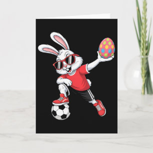 Cartão Coelho da Páscoa Feliz Jogando Futebol Homens Meni