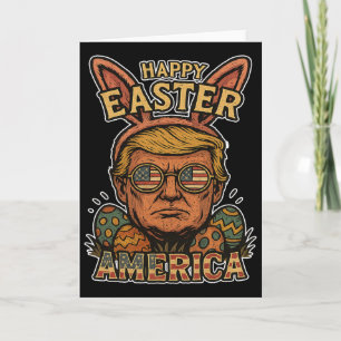 Cartão Coelho da Páscoa Feliz Trump Caça ao Ovo Primavera
