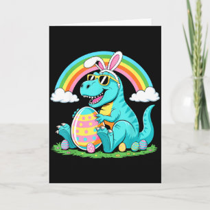 Cartão Coelho de Dinossauro Fofo Ovo Feliz Eastrawr T Rex